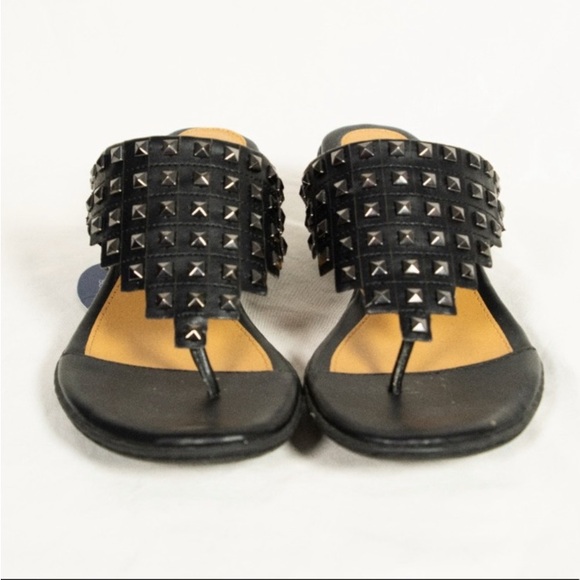 Croft&Barrow Sole (Sense)ability Women Black Leather Studded Gladiator Sandals - Picture 1 of 9